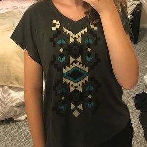 Maurices Short Sleeve Boho Patterned Emerald Tee